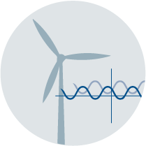 Wind turbine with data and waves